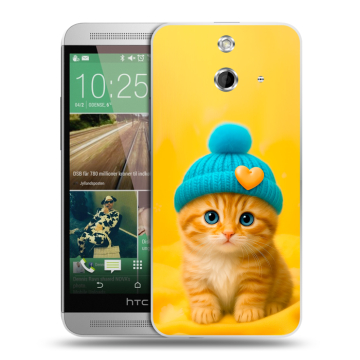 Пластиковый чехол на HTC One E8 с принтом Котенок в шапке