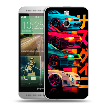 Пластиковый чехол на HTC One E8 с принтом Гоночные машины