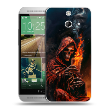 Пластиковый чехол на HTC One E8 с принтом Скелет и карты