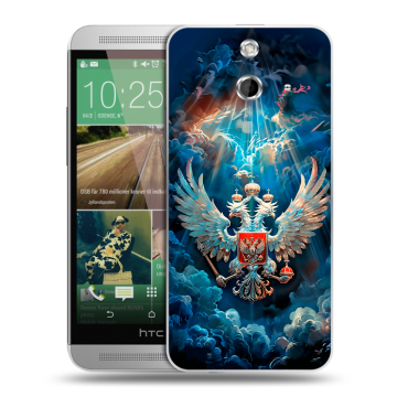 Пластиковый чехол на HTC One E8 с принтом Герб флаг России