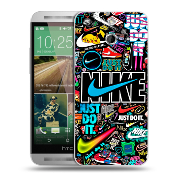 Пластиковый чехол на HTC One E8 с принтом найк nike черный