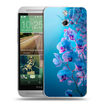 Пластиковый чехол на HTC One E8 с принтом голубые орхидеи