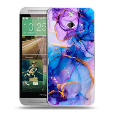 Пластиковый чехол на HTC One E8 с принтом синий мрамор Пластиковый чехол на HTC One E8 с принтом синий мрамор