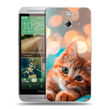 Пластиковый чехол на HTC One E8 с принтом котик