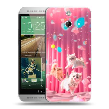 Пластиковый чехол на HTC One E8 с принтом милые котики