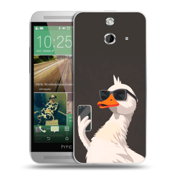 Пластиковый чехол на HTC One E8 с принтом утка в очках