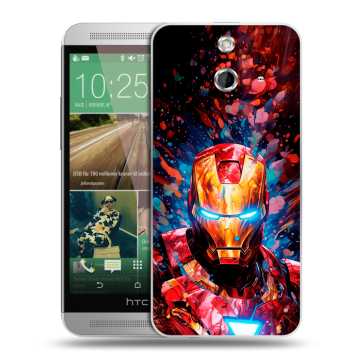 Пластиковый чехол на HTC One E8 с принтом Железный человек Ironman