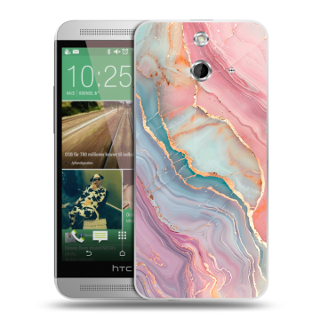Пластиковый чехол на HTC One E8 с принтом розовый мрамор Пластиковый чехол на HTC One E8 с принтом розовый мрамор