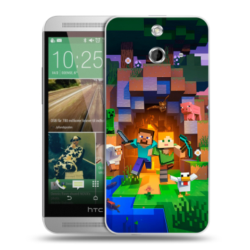 Пластиковый чехол на HTC One E8 с принтом Майнкрафт Minecraft