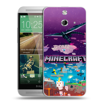Пластиковый чехол на HTC One E8 с принтом Майнкрафт Minecraft