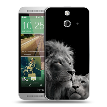 Пластиковый чехол на HTC One E8 с принтом Лев кошки