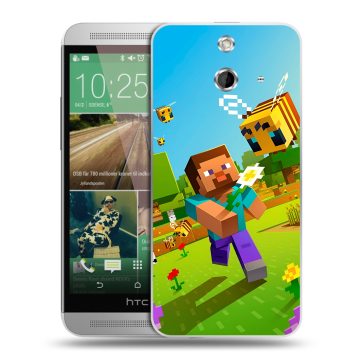Пластиковый чехол на HTC One E8 с принтом Майнкрафт Minecraft