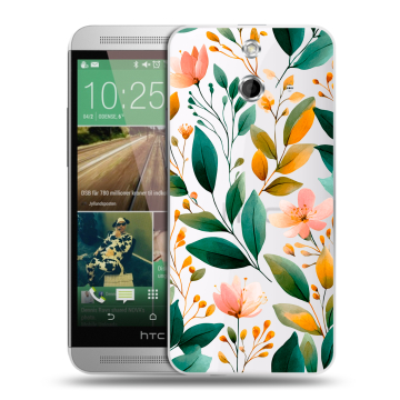 Пластиковый чехол на HTC One E8 с принтом Цветы паттерн