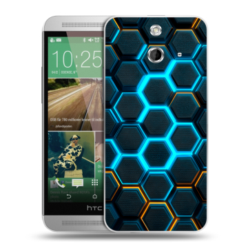 Пластиковый чехол на HTC One E8 с принтом Неоновые соты