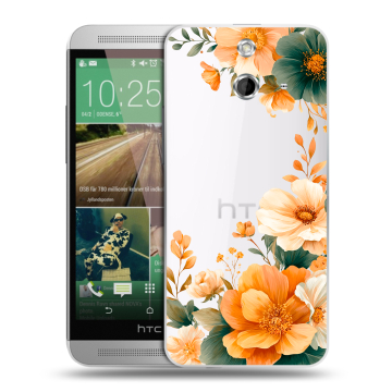 Пластиковый чехол на HTC One E8 с принтом Цветы принт