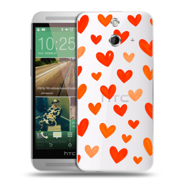 Пластиковый чехол на HTC One E8 с принтом Сердечки