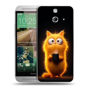 Пластиковый чехол на HTC One E8 с принтом Смешной кот