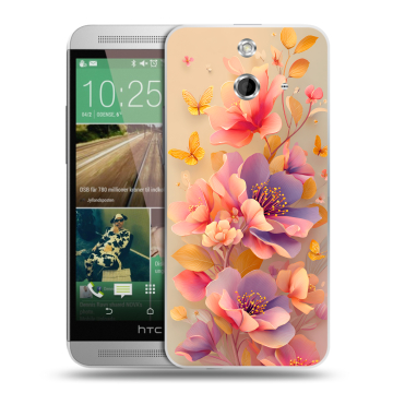 Пластиковый чехол на HTC One E8 с принтом Цветы и бабочки Пластиковый чехол на HTC One E8 с принтом Цветы и бабочки