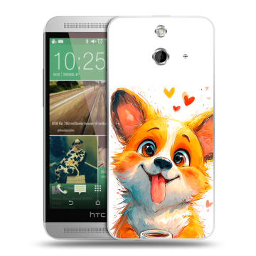 Пластиковый чехол на HTC One E8 с принтом корги