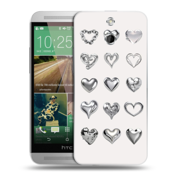 Пластиковый чехол на HTC One E8 с принтом Y2K сердечки