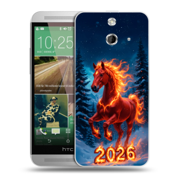 Пластиковый чехол на HTC One E8 с принтом Новый год коня Пластиковый чехол на HTC One E8 с принтом Новый год коня