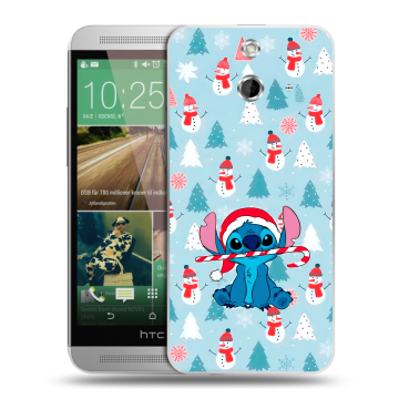 Пластиковый чехол на HTC One E8 с принтом Стич Новый год