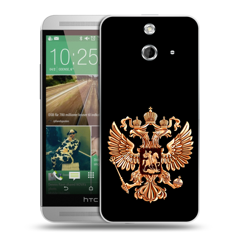 Пластиковый чехол на HTC One E8 с принтом Герб России золотой Пластиковый чехол на HTC One E8 с принтом Герб России золотой