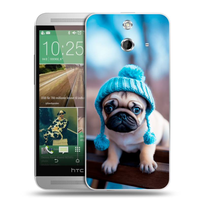 Пластиковый чехол на HTC One E8 с принтом Мопс в шапке Пластиковый чехол на HTC One E8 с принтом Мопс в шапке