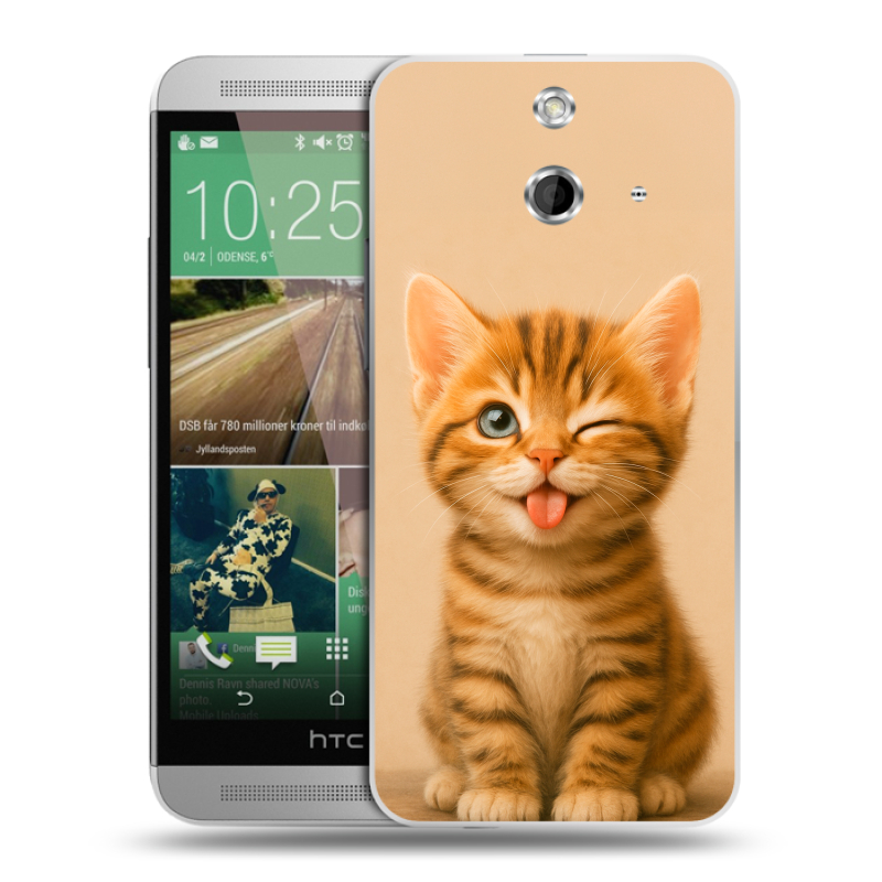 Пластиковый чехол на HTC One E8 с принтом котенок Пластиковый чехол на HTC One E8 с принтом котенок
