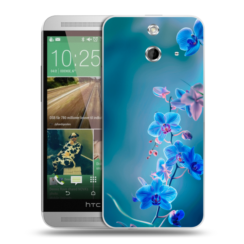 Пластиковый чехол на HTC One E8 с принтом Голубые цветы Пластиковый чехол на HTC One E8 с принтом Голубые цветы