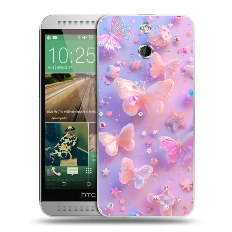 Пластиковый чехол на HTC One E8 с принтом Бабочки Пластиковый чехол на HTC One E8 с принтом Бабочки