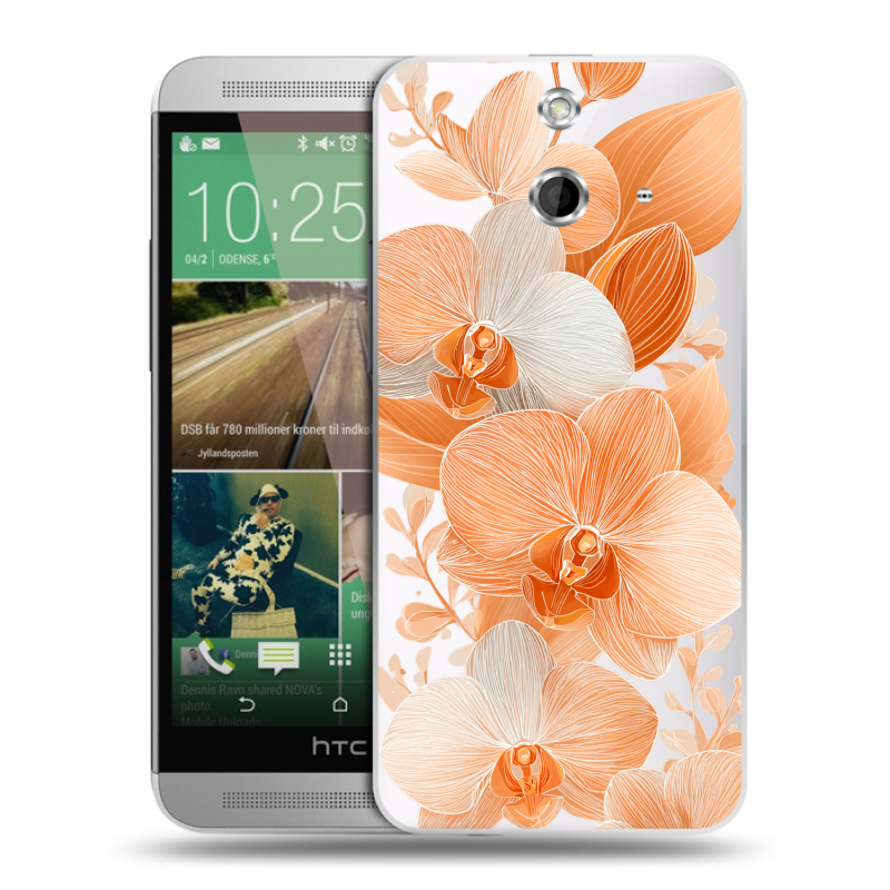 Пластиковый чехол на HTC One E8 с принтом Бежевые цветы Пластиковый чехол на HTC One E8 с принтом Бежевые цветы