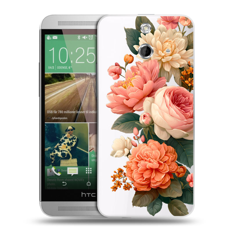 Пластиковый чехол на HTC One E8 с принтом цветы Пластиковый чехол на HTC One E8 с принтом цветы