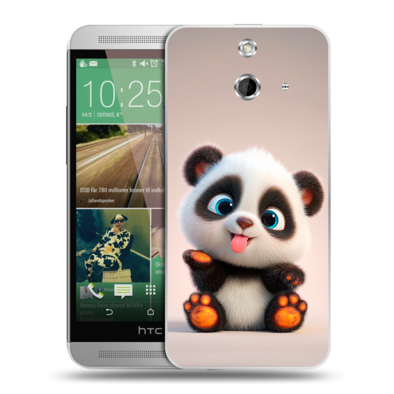 Пластиковый чехол на HTC One E8 с принтом милая панда Пластиковый чехол на HTC One E8 с принтом милая панда