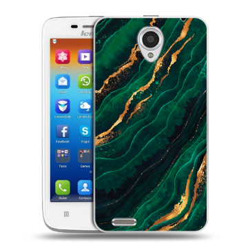 Пластиковый чехол на Lenovo S650 Ideaphone с принтом Мрамор зеленое золото