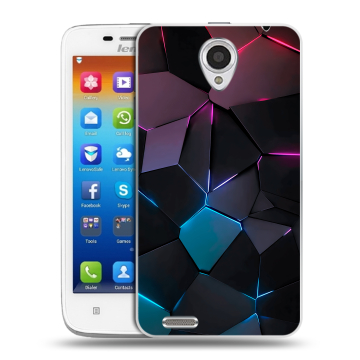 Пластиковый чехол на Lenovo S650 Ideaphone с принтом Геометрия неона