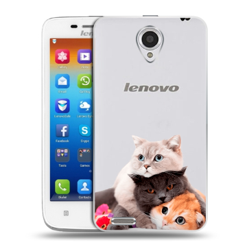 Пластиковый чехол на Lenovo S650 Ideaphone с принтом Кошки