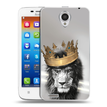 Пластиковый чехол на Lenovo S650 Ideaphone с принтом Лев с короной
