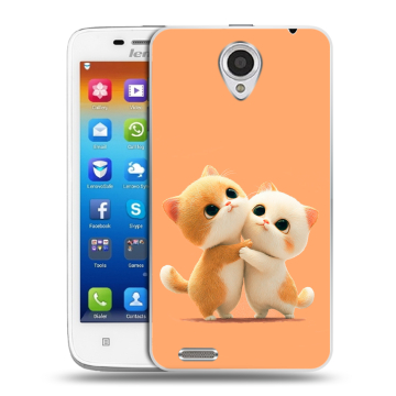 Пластиковый чехол на Lenovo S650 Ideaphone с принтом Милые котики