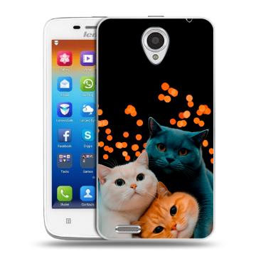 Пластиковый чехол на Lenovo S650 Ideaphone с принтом Кошки