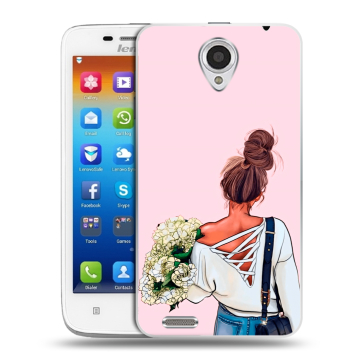 Пластиковый чехол на Lenovo S650 Ideaphone с принтом Девушка и букет