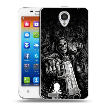 Пластиковый чехол на Lenovo S650 Ideaphone с принтом Скелет