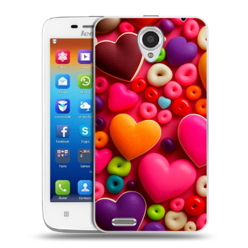 Пластиковый чехол на Lenovo S650 Ideaphone с принтом Сердечки