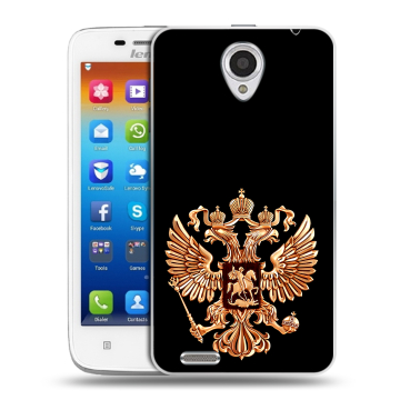Пластиковый чехол на Lenovo S650 Ideaphone с принтом Герб России золотой Пластиковый чехол на Lenovo S650 Ideaphone с принтом Герб России золотой
