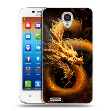 Пластиковый чехол на Lenovo S650 Ideaphone с принтом Золотой дракон Пластиковый чехол на Lenovo S650 Ideaphone с принтом Золотой дракон