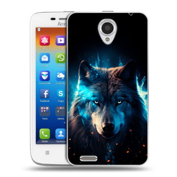 Пластиковый чехол на Lenovo S650 Ideaphone с принтом Волк ночной Пластиковый чехол на Lenovo S650 Ideaphone с принтом Волк ночной