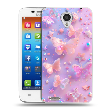 Пластиковый чехол на Lenovo S650 Ideaphone с принтом Бабочки Пластиковый чехол на Lenovo S650 Ideaphone с принтом Бабочки