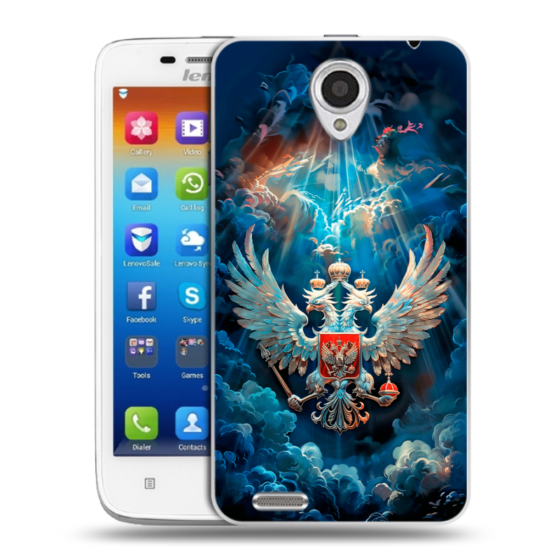 Пластиковый чехол на Lenovo S650 Ideaphone с принтом Герб флаг России Пластиковый чехол на Lenovo S650 Ideaphone с принтом Герб флаг России