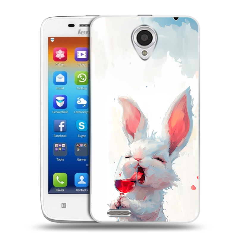 Пластиковый чехол на Lenovo S650 Ideaphone с принтом кролик зайчик Пластиковый чехол на Lenovo S650 Ideaphone с принтом кролик зайчик