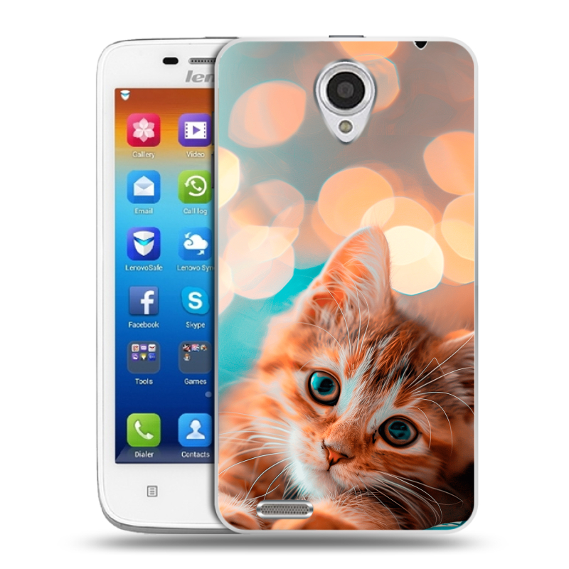 Пластиковый чехол на Lenovo S650 Ideaphone с принтом котик Пластиковый чехол на Lenovo S650 Ideaphone с принтом котик
